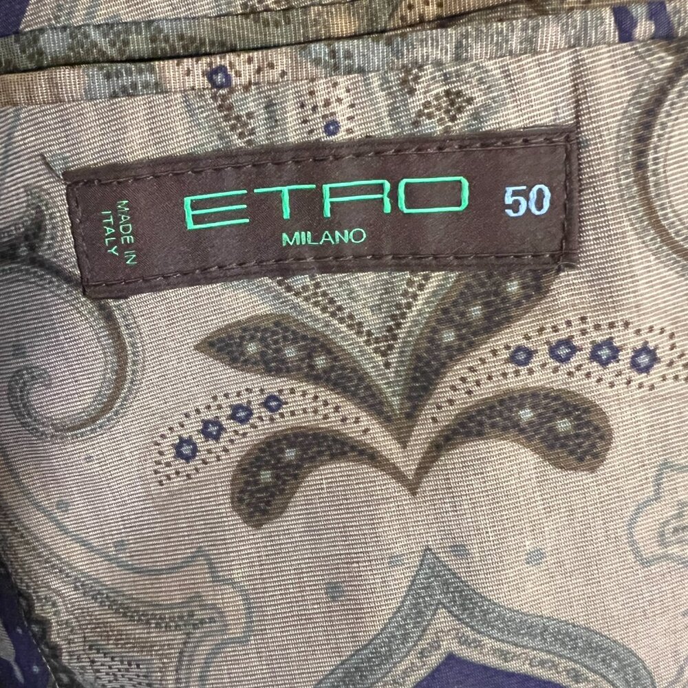 ETRO Taupe/Purple/Olive Paisley Blazer Men's 40R - Picture 9 of 12